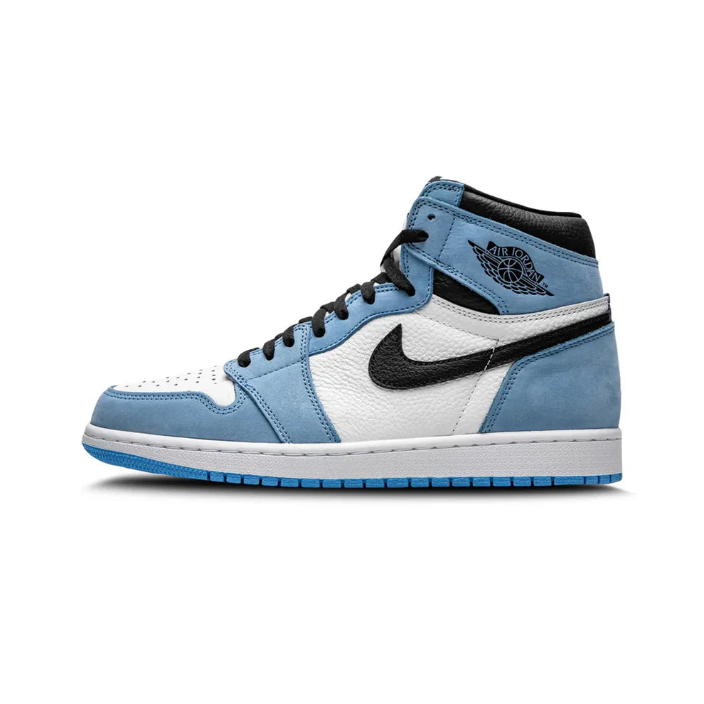 JORDAN 1 RETRO HIGH WHITE UNIVERSITY BLUE BLACK UNC