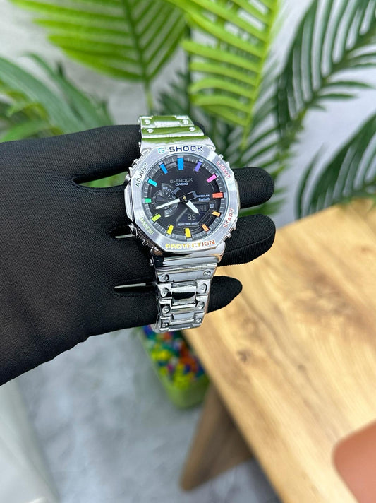 G SHOCK GA2100 CASIO OAK SILVER BLACK RAINBOW